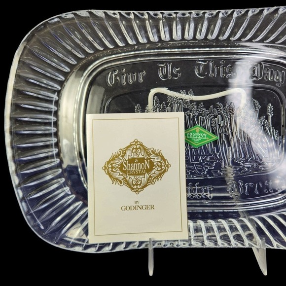 Godinger Lead Crystal Bread Serving Tray Shannon Clear Glass Food Buffet New - Picture 2 of 10